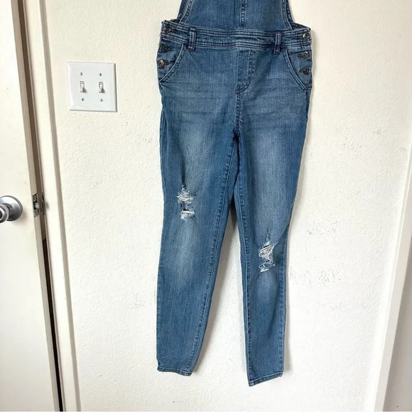 Vanilla Star Distressed Frayed Overall Jeans 99% Cotton Medium - Picture 2 of 11